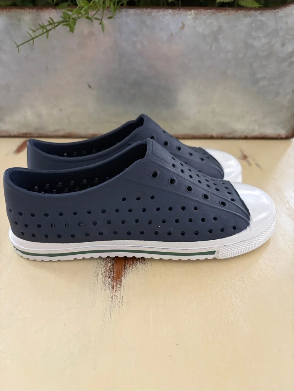 J. Crew Navy Blue Slip On Waterproof Casual Shoes with White Toe Cap Kids Size 3